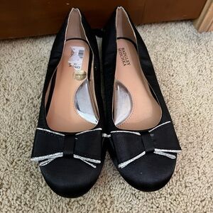 Badgley Mischka Black Flats with Silver Accents